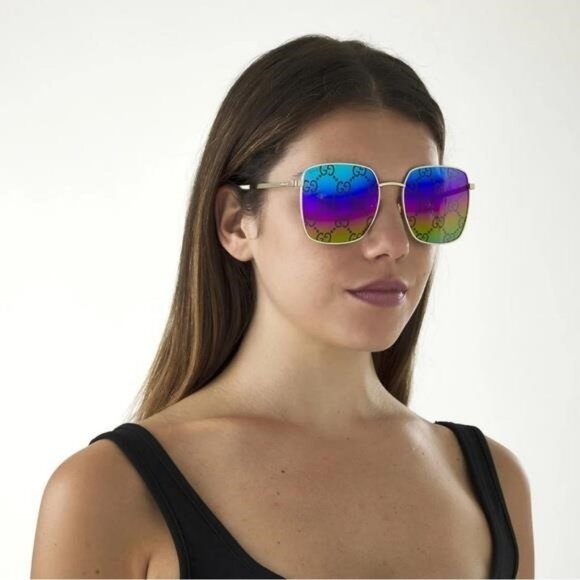 New Authentic GUCCI Multicolor Square Ladies Sunglasses GG0802S 004 57 main image 16